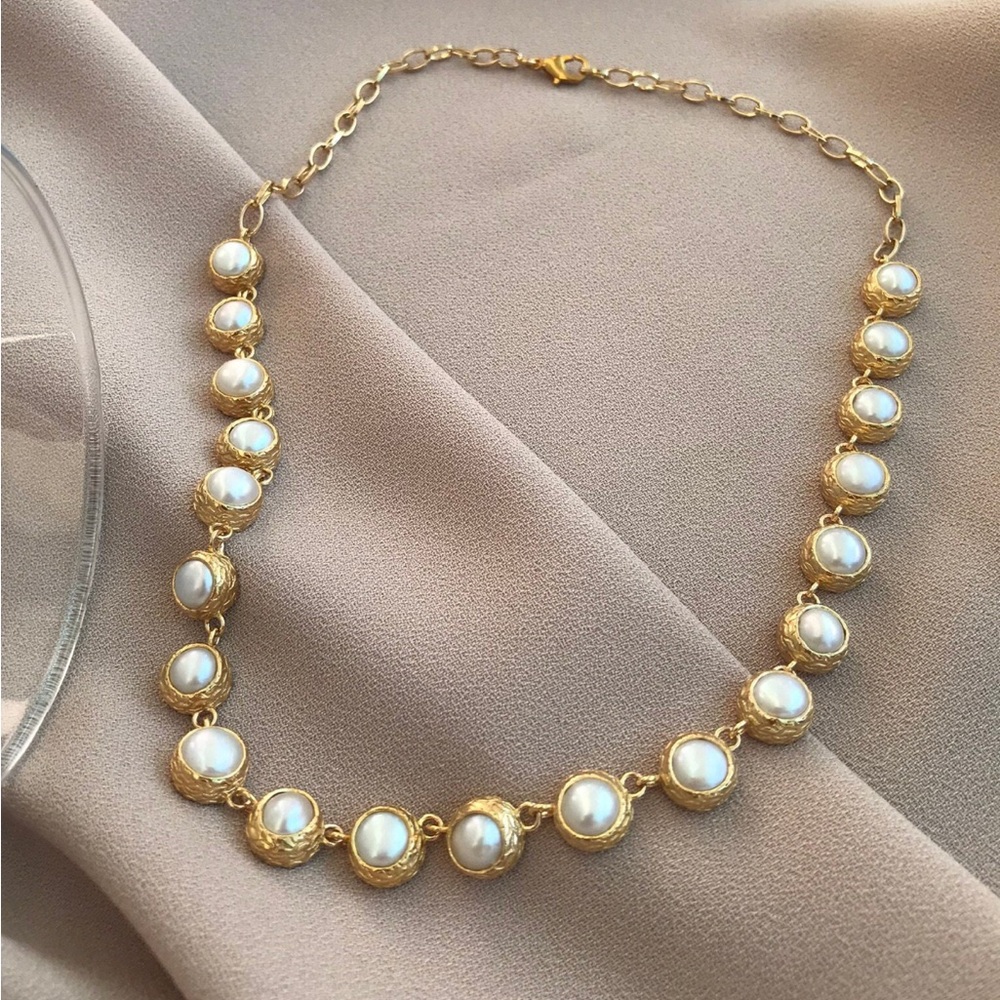 Gold Pearl-Accent Necklace & Earring Studs